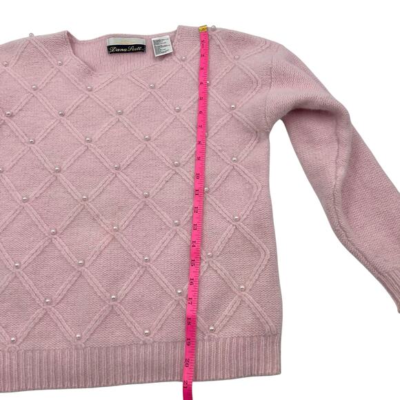 Dana Scott Womens Vintage Pink Pearl Lambswool Rabbit Hair Coquette Sweater Sz M - Picture 12 of 14